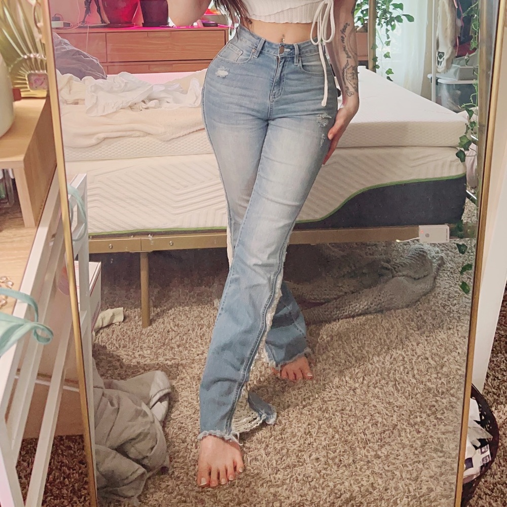 Fashion Nova Light Blue Flare Jeans